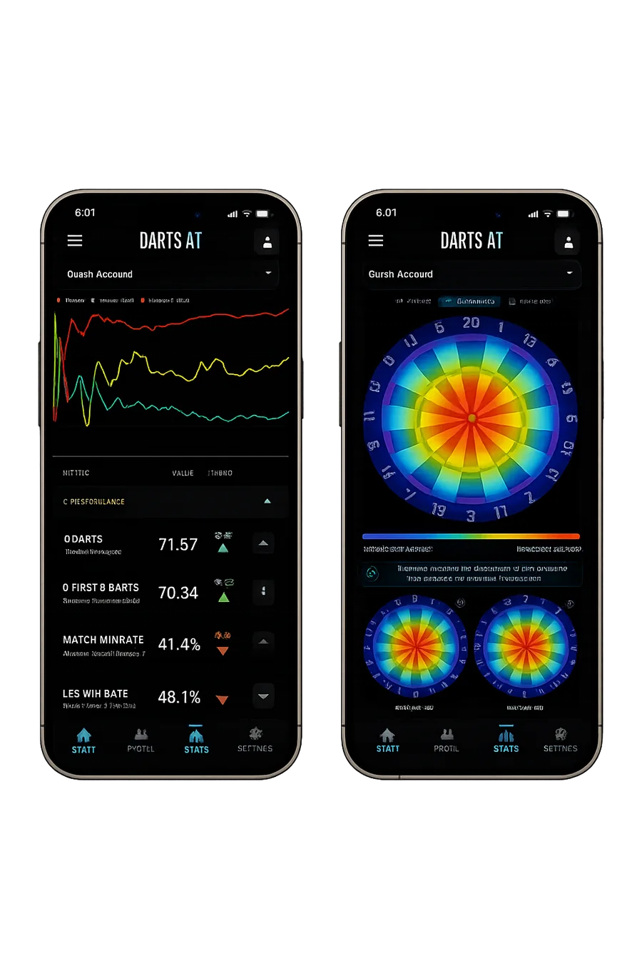 DartsAI dart statistics app with heatmaps and performance analytics