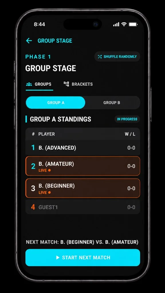 DartsAI group stage standings